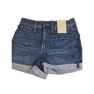 NWT Madewell High-Rise Denim Shorts Women’s W25 Blue Cuffed TENCEL® Blend